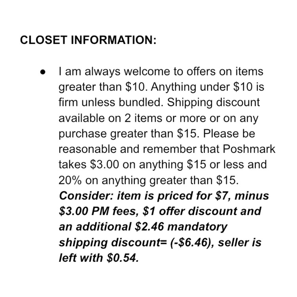🌺 CLOSET INFORMATION: Please Read 🌺